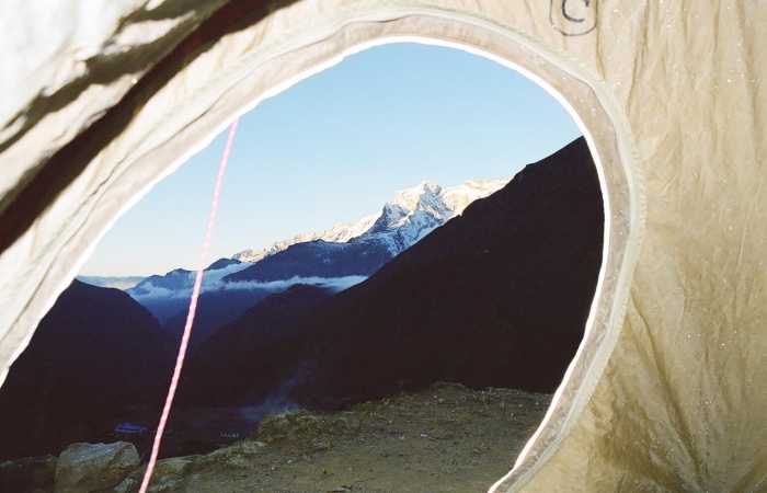 Typical view from the tent on a high altitude camping trek